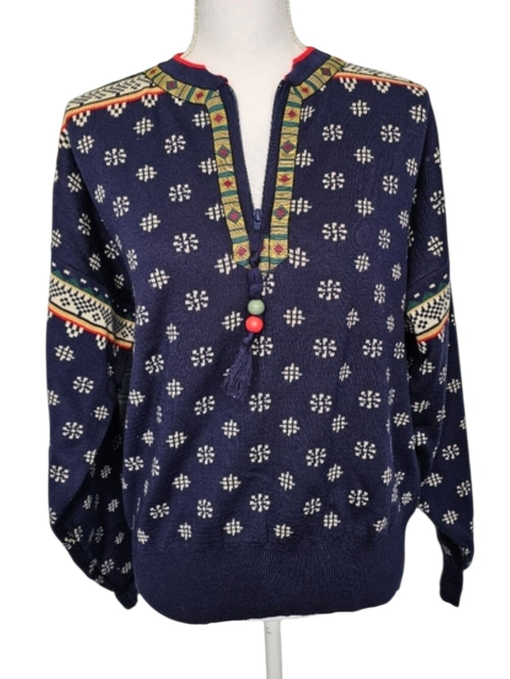 Obermeyer Vintage 1/4 Zip Wool Blend Snowboard Ski Sweater Nordic Faire Isle L